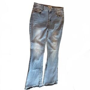 Revelation Light Wash Flare Leg Denim Jeans Size 8 Raw Hem Western Festival